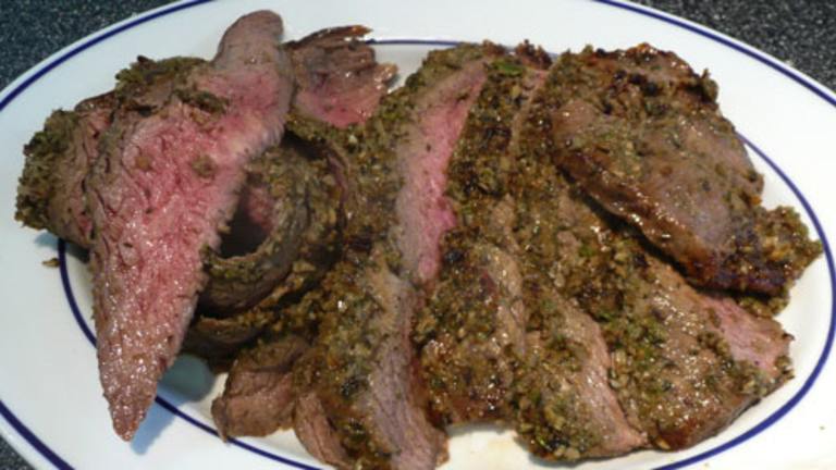 Grilled Herb Marinated Flank Steak Created by Outta Here