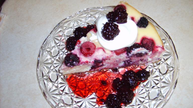 Blueberry, Raspberry and Blackberry Cheesecake Created by crazycookinmama