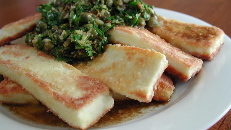 Fried Halloumi Cheese With Caper Vinaigrette Created by Chef floWer