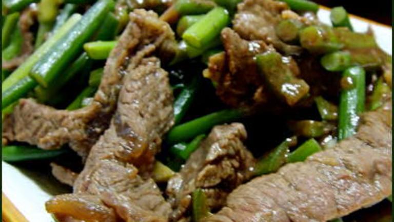 Beef & Garlic Scapes Stir Fry Created by Kitty Z