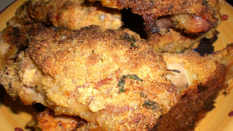 Oven Fried Corn Muffin Chicken Created by Kitty Kat Cook