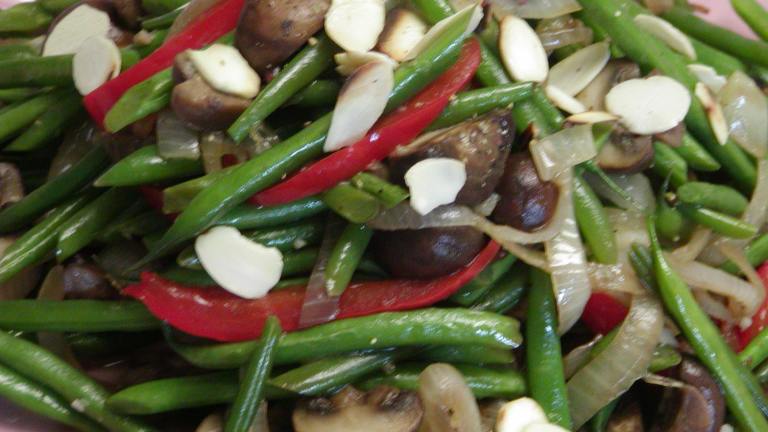 French Baby Beans, Baby Brown Pearl Mushrooms Topped With Almond Created by Rita1652