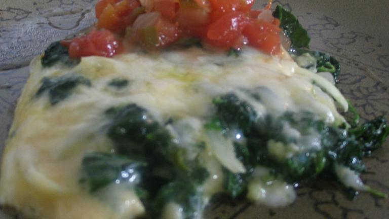 Light Spinach Frittata With Salsa Created by spatchcock