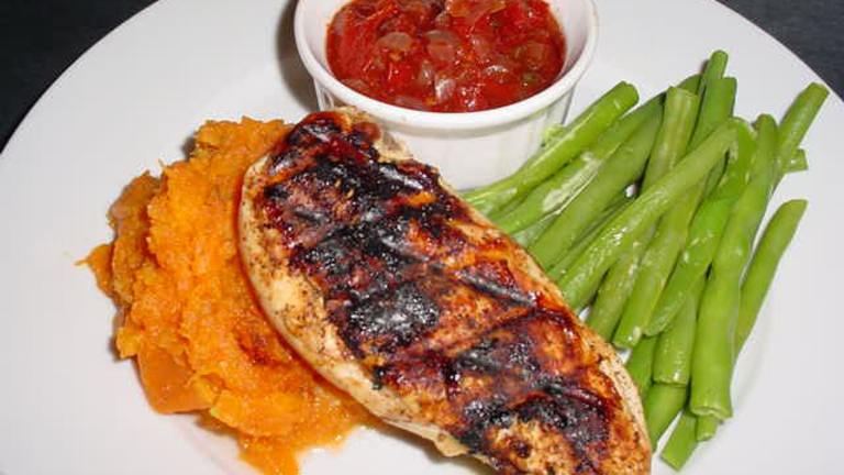 Cajun Cutlets With Sweet Potato Mash and Tomato Chilli Jam Created by justcallmetoni