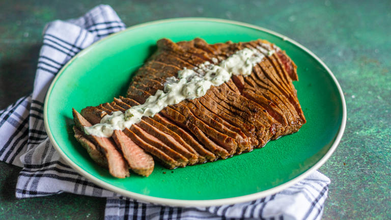 Marinated Flank Steak With Blue Cheese Schmear Created by limeandspoontt