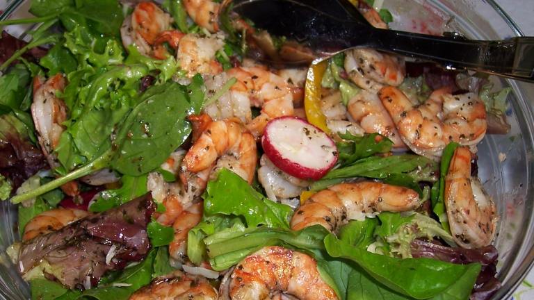 Grilled Herbed Shrimp on Mixed Greens Created by Hey Jude