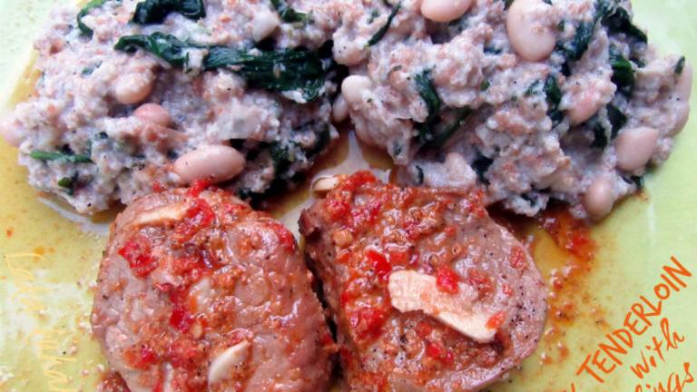 Pork Tenderloin With Bread, Spinach and White Bean Dumplings created by Laka 