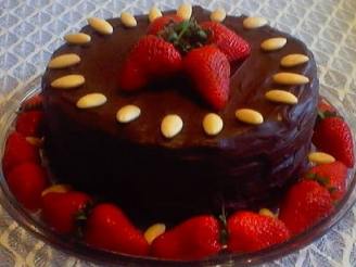 French Chocolate Almond Cake With Strawberries