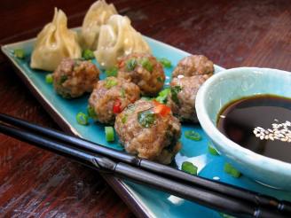 Steamed Pork Balls and Spring Onions ( Green Onions)