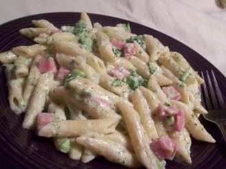 Ham and Penne Alfredo With Broccoli