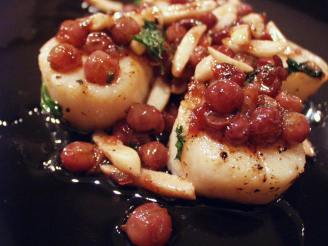Pan-Seared Scallops With Champagne Grapes and Almonds