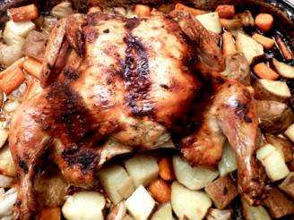 Oven Roasted Whole Lemon-Pepper Chicken and Veggies