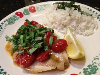 Poached Halibut With Tomato and Basil