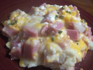 Baked Ham and Cheese in a Mashed Potato Crust