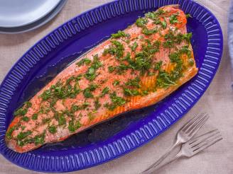 Grilled Cedar Plank Salmon With Lemon-Dill Topping