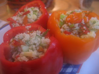 Summery Stuffed Red & Yellow Bell Peppers