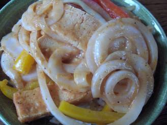 Barbecued Tofu With Onions and Peppers