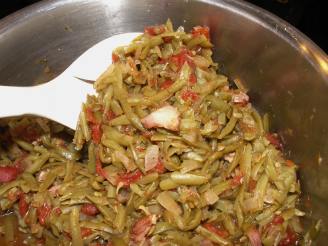 Green Beans With Stewed Tomatoes & Bacon