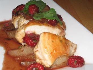 Low Fat Chicken Medallions With Cinnamon Raspberry  Pear Sauce