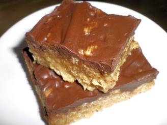 Chocolate Frosted Peanut Butter Crispy Rice Cereal Bars