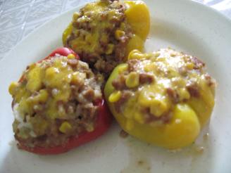 Spicy Tri-Color Vegetarian Stuffed Bell Peppers
