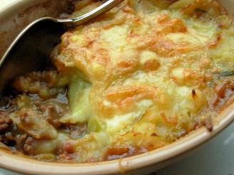 Traditional English Cottage Pie With Cheese and Leek Topping
