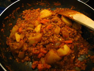 Hamburger Lentil Potato Tomato Stew