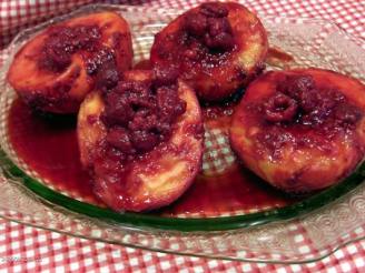 Grilled Peaches with Raspberries