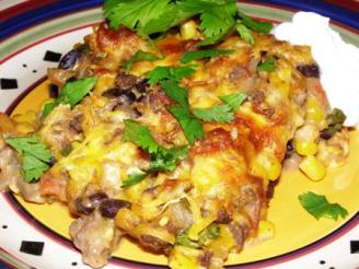 Low Fat Beef and Sour Cream Enchilada Casserole