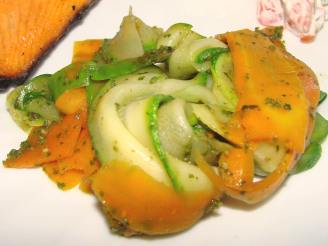 Carrot & Zucchini Ribbons With Pesto
