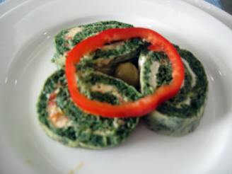 Spinach Roulade With Cream Cheese & Peppers