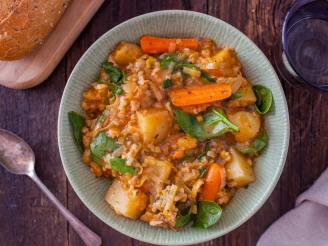 Italian Potato, Rice, & Spinach Soup in Pressure Cooker