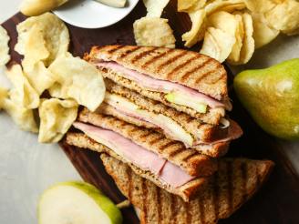 Grilled Ham and Cheese Sandwich With Fresh Pears