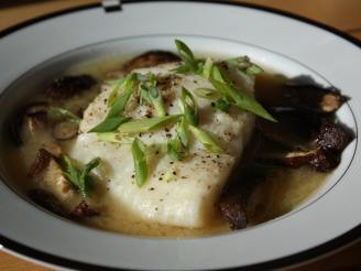 Roasted Cod With Shiitake Mushrooms in Miso Broth