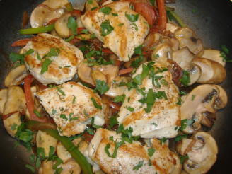 Chicken Bell Peppers Onions and Mushrooms With Marsala