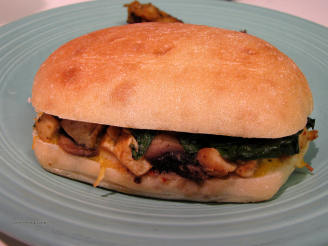Warm Chicken Sandwiches W/ Mushrooms, Spinach, and Cheese