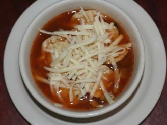 Chicken Salsa Soup With Tostitos and Mozzarella Cheese!