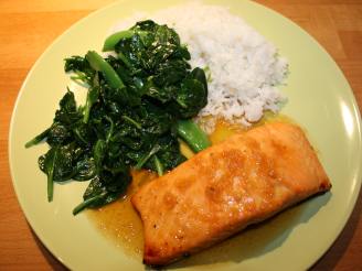 Baked Maple-Glazed Salmon With Wilted Spinach