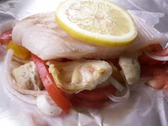 Grilled Halibut With Peppers and Artichokes