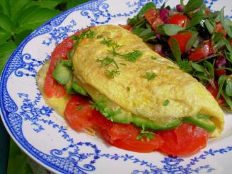 Avocado, Cheddar, and Tomato Omelet