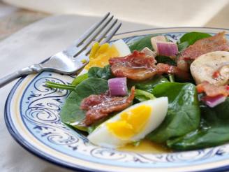 Wilted Spinach and Avocado Salad With Warm Bacon Dressing