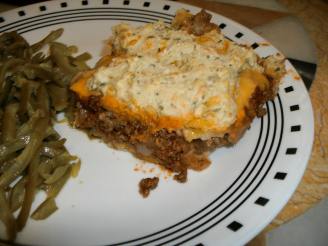 Ground Beef Cheese and Bisquick Layered Casserole