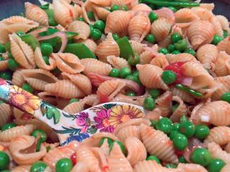 Peas, Pasta and a Red Pepper Vinaigrette Salad