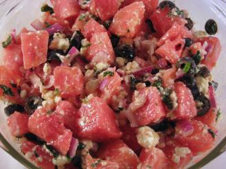 Watermelon, Feta, and Black Olive Salad