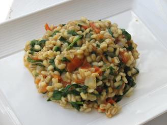 Creamy Barley With Tomatoes and Greens