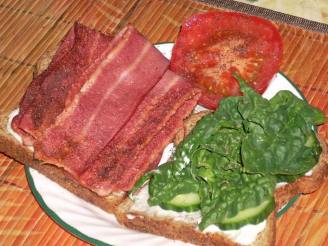 Turkey Bacon, Cucumber, Spinach and Tomato Sandwich