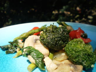 Bea's Shrimp and Green Veggie Stir Fry With Mushrooms