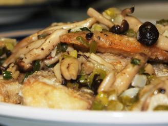 Pan Seared Fish With Mushrooms and Scallions