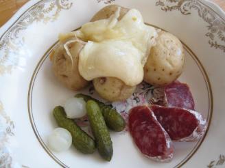 Melted Cheese With Potatoes and Pickles (Raclette)
