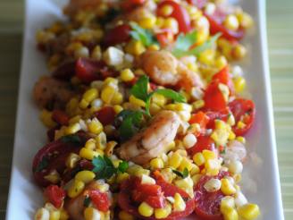 Fresh Corn Salad With Spicy Shrimp and Tomatoes